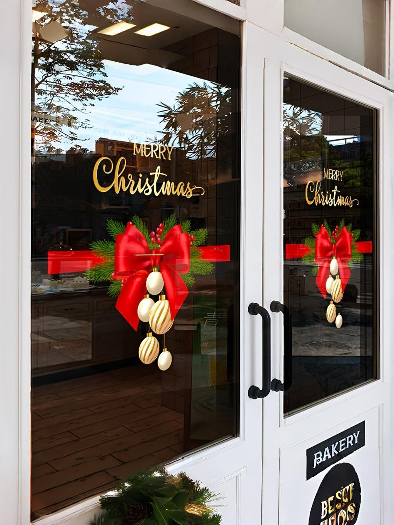 Christmas Bow Glass Decoration Sticker